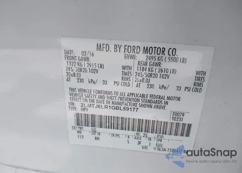 2016 Lincoln Mkx Reserve z USA, uszkodzony, nr VIN 2LMTJ6LR1GBL59177